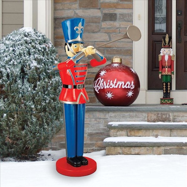 Large Trumpeting Soldier Statue Colorful Christmas Nutcracker Life size